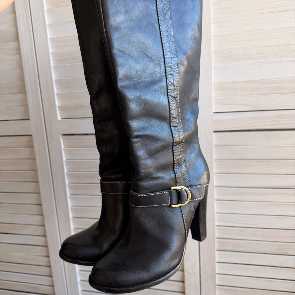 Ralph Lauren Black Leather Heeled Boots
